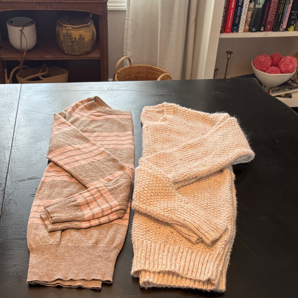 Sweater Duo! Oatmeal (XS) & Pink Striped (S)